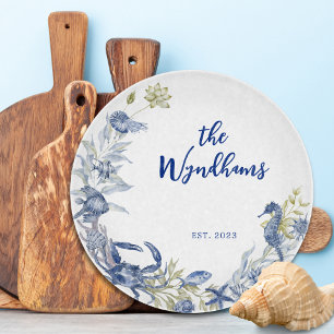 Coastal Ocean Marine Life Personalised Est. Date Cutting Board