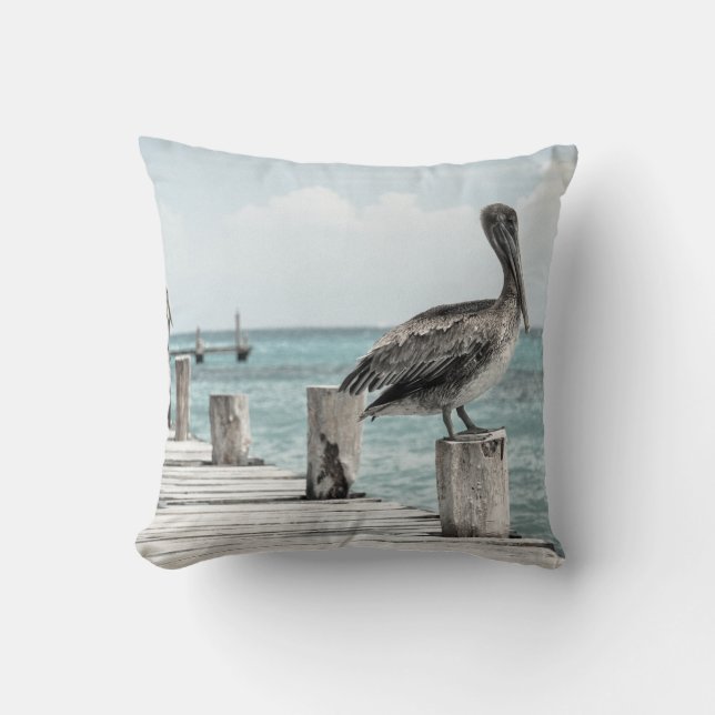 Coastal Ocean Pelican Cushion (Front)