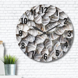 Coastal Ocean Sea Shell Pattern Large Clock
