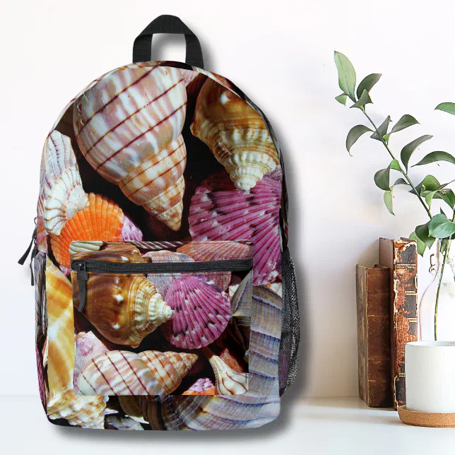 Fun Shell Backpack Models Coastal Ocean Sea Shell Pattern Printed Backpack | Zazzle