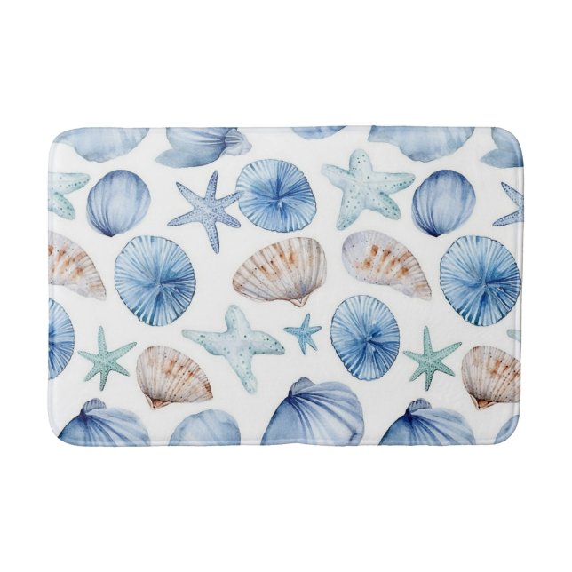 Coastal Ocean Seashell Bath Mat (Front)