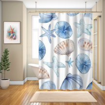 Coastal Ocean Seashell Shower Curtain