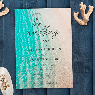 Coastal Ocean Summer Beach Destination Wedding Invitation