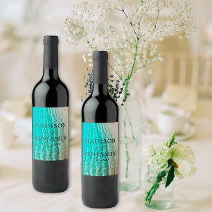 Coastal Ocean Summer Beach Destination Wedding Wine Label