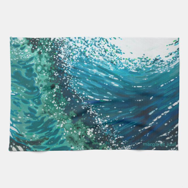Coastal Ocean Wave Kitchen Towel by Margaret Juul (Horizontal)