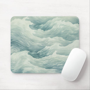 Coastal Ocean Waves Nautical Seafoam Surf Inspired Mouse Pad