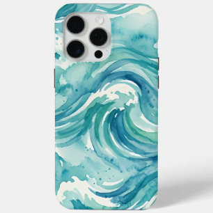Coastal Ocean Waves Watercolor iPhone 15 Pro Max Case