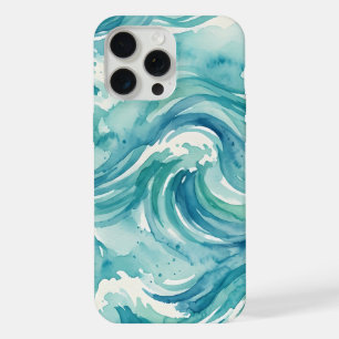 Coastal Ocean Waves Watercolor iPhone 15 Pro Max Case