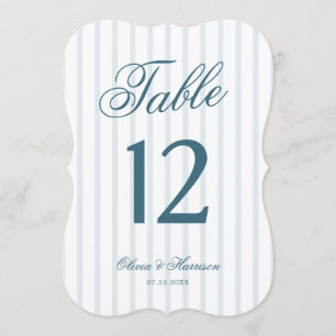 Coastal Old Money Blue Pinstripe Table Number