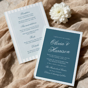 Coastal Old Money Blue Stripe All In One Invitation