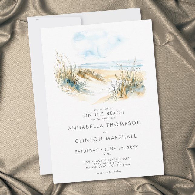 Coastal On the Beach Modern Watercolor Wedding Invitation (Coastal On the Beach Modern Watercolor Wedding Invitation)