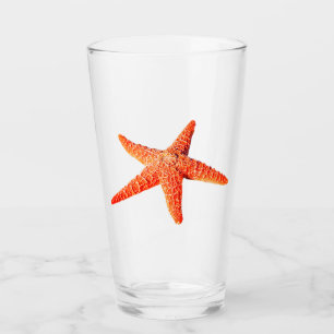 Coastal Orange Red Starfish Glass
