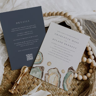 Coastal Oyster All in One QR Code Wedding Invitation