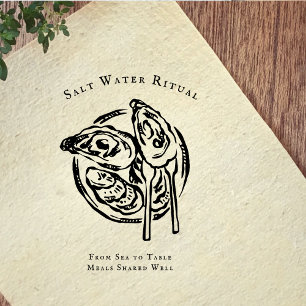 Coastal Oyster Illustration Rubber Stamp