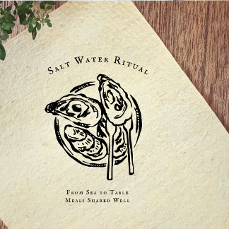 Coastal Oyster Illustration Rubber Stamp