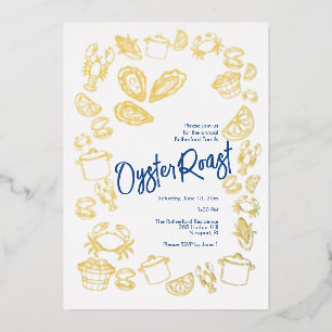 Coastal Oyster Roast Foil Invitation