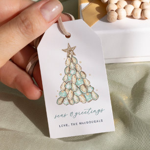 Coastal Oyster Shell Christmas Gift Tags
