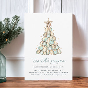 Coastal Oyster Shell Christmas Party Invitation