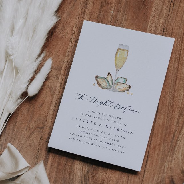 Coastal Oysters & Champagne Rehearsal Dinner Invitation (Oysters & champagne rehearsal dinner invitations)