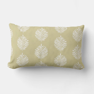 Coastal Palm Leaf Pattern Dusty Yellow  Lumbar Cushion