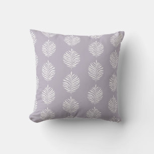 Coastal Palm Leaf Pattern Misty Lilac Cushion