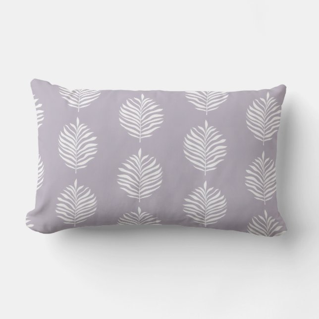 Coastal Palm Leaf Pattern Misty Lilac Throw Pillow (Front)