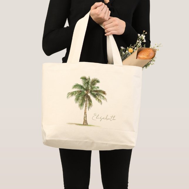 Coastal Palm Tree Personalised Large Tote Bag (Front (Product))