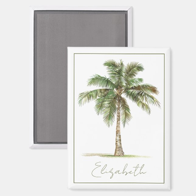 Coastal Palm Tree Personalised Magnet (Front/Back)