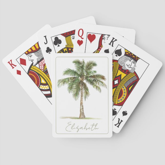 Coastal Palm Tree Personalised Playing Cards (Back)