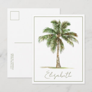 Coastal Palm Tree Personalised Postcard