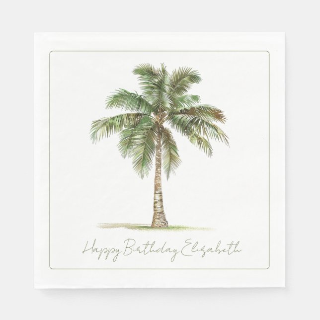 Coastal Palm Tree Personalized Napkin (Front)