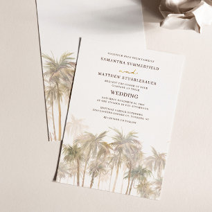 Coastal Palm Trees Beach Wedding Invitation