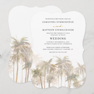 Coastal Palm Trees Watercolor Wedding Invitation