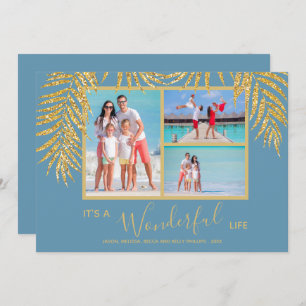 Coastal Palms Photo Collage Christmas Holiday Card