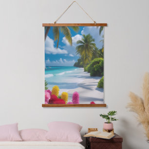 "Coastal Paradise: Blooming Shoreline Wall Art