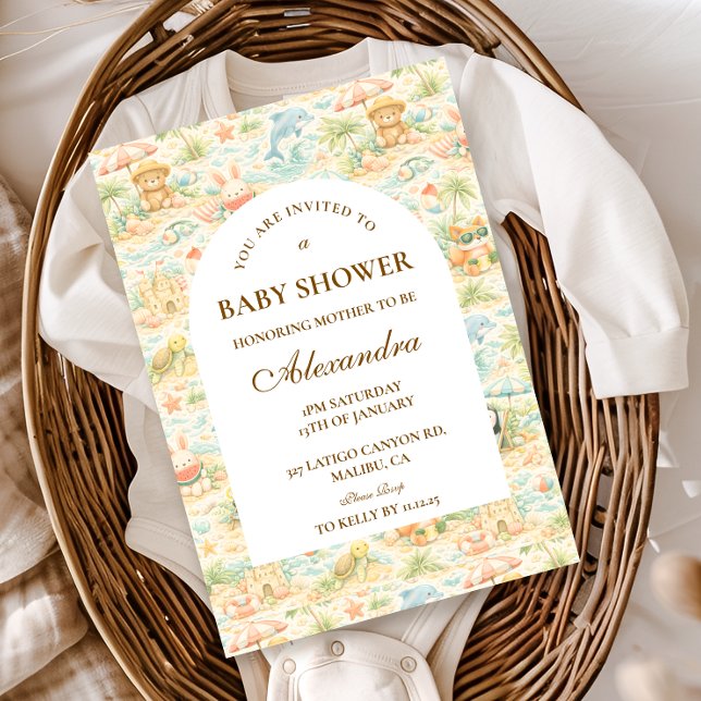 Coastal Pastel Animals Baby Shower Invitation (Creator Uploaded)