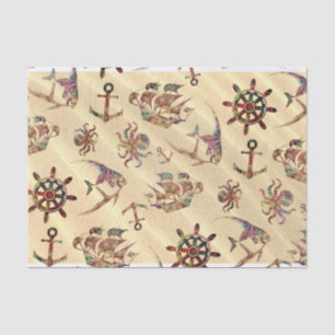 Coastal pattern on sand tissue paper