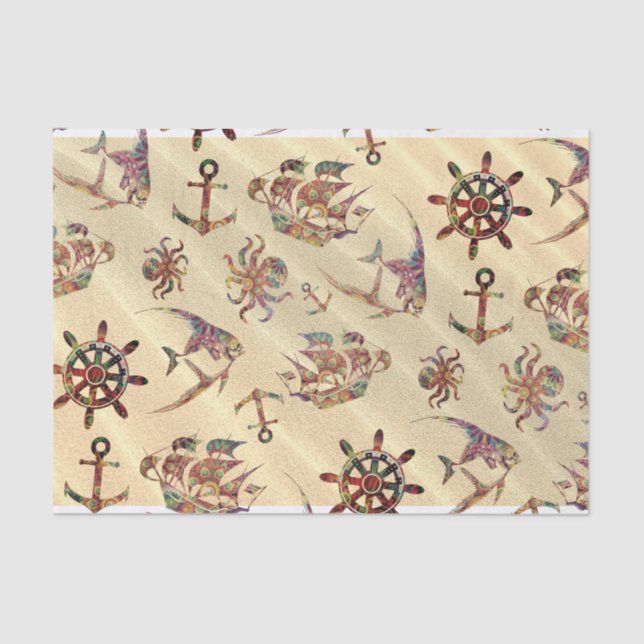 Coastal pattern on sand tissue paper (Front)