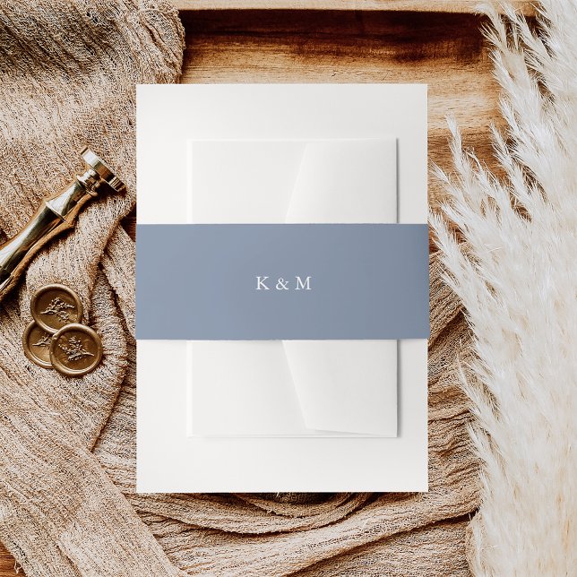 Coastal Periwinkle Blue Wedding Monogram Invitation Belly Band (Creator Uploaded)