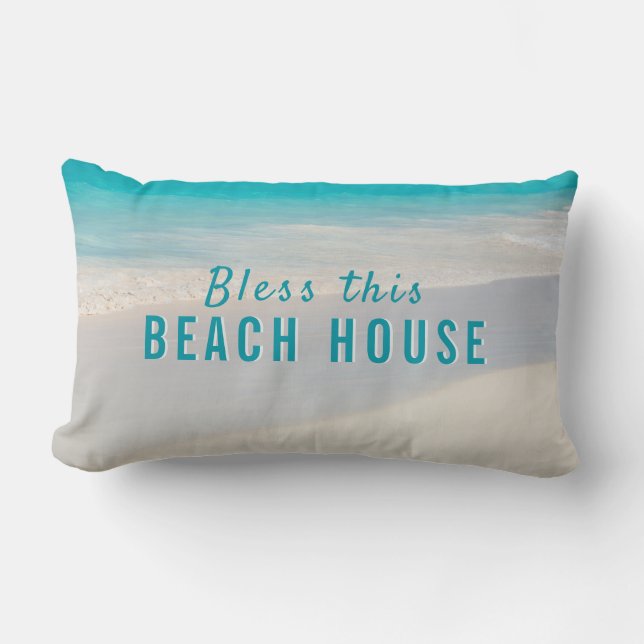 Coastal Personalised Text Beach House Lumbar Cushion (Front)