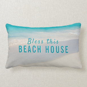 Coastal Personalised Text Beach House Lumbar Cushion