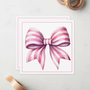 Coastal Pink and White Watercolor Bow Personalized Card