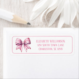 Coastal Pink and White Watercolor Bow Personalized Return Address Label