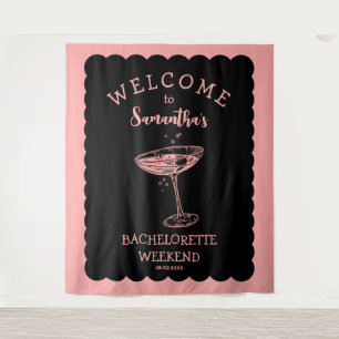 Coastal Pink Bachelorette Party Backdrop Cocktail Tapestry
