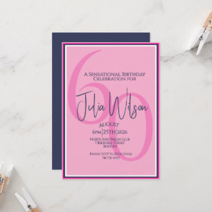 Coastal Pink Navy 60th Birthday Invitation