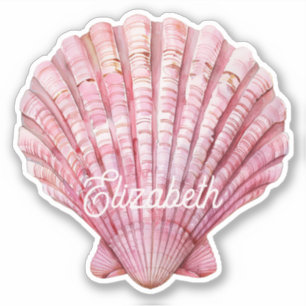 Coastal Pink Seashell on White Personalized