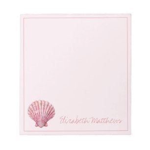 Coastal Pink Seashell Personalised Notepad