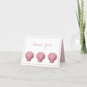Coastal Pink Seashell Personalised Thank You Card