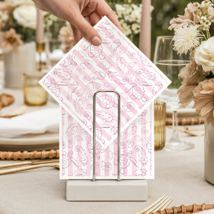 Coastal Pink Stripes Girl Sea You Baby Shower Napkin