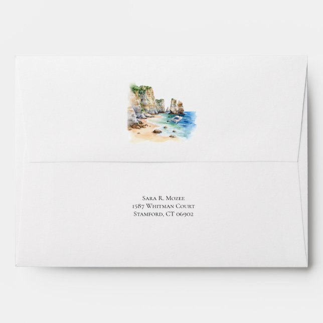Coastal Portugal Wedding Envelope (Back (Top Flap))
